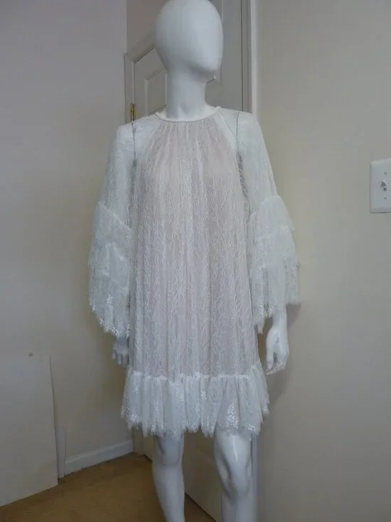 Alice & Olivia Delia Lace Ruffled Tunic Minidress - Picture 11 of 15